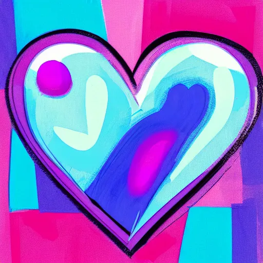 Image similar to a heart made of blue pink and purple in a pop art style, digital art, trending on art station, brush strokes, medium tones