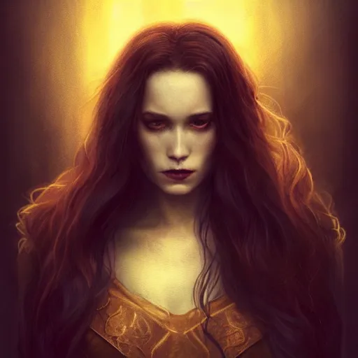 Prompt: majestic gracious regal female brunette vampire portrait, atmospheric lighting, painted, menacing, intricate, volumetric lighting, beautiful, rich deep colours masterpiece, golden hour, sharp focus, ultra detailed, by leesha hannigan, ross tran, thierry doizon, kai carpenter, ignacio fernandez rios