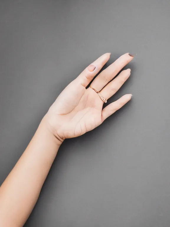 Prompt: photo of one!! detailed elegant woman's hand palm up, long white, nails, instagram photo, studio photo