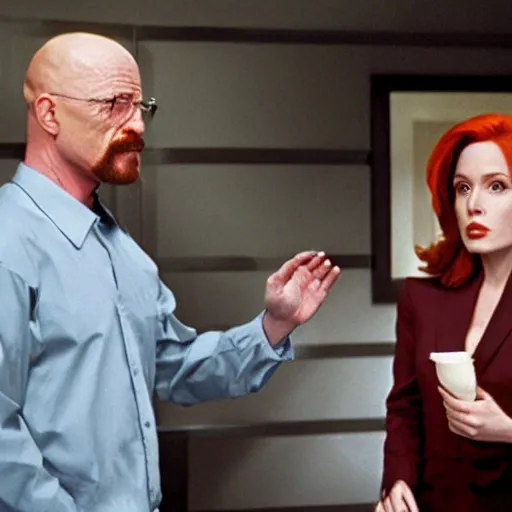 Image similar to dana scully arguing with walter white