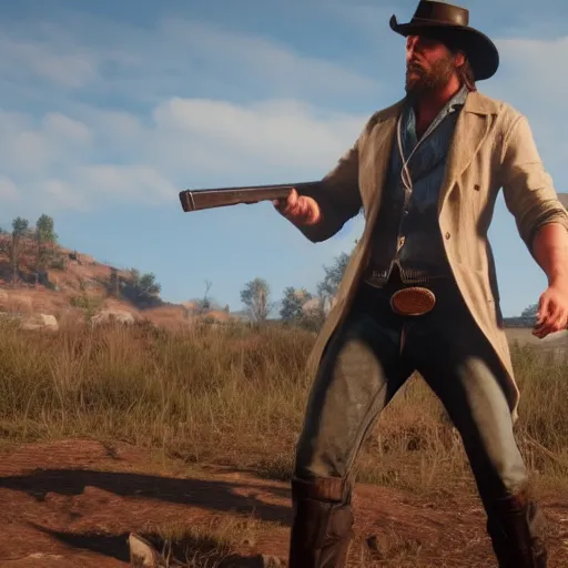 Prompt: Film still of Zeus, from Red Dead Redemption 2 (2018 video game)