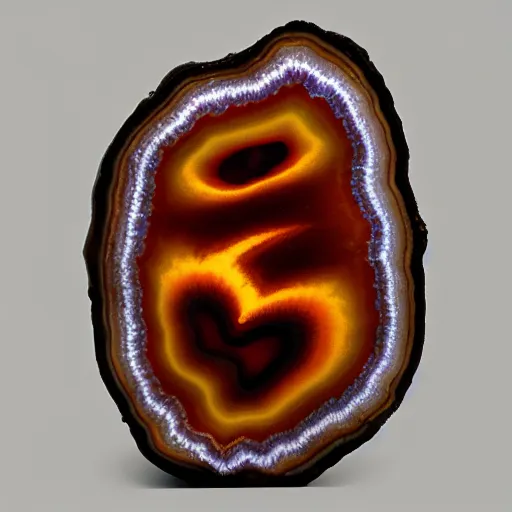 Image similar to a studio portrait of an agate with the letter s in the banding white background