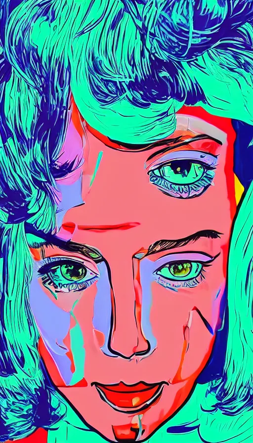 Prompt: a close up of a person wearing a plastic head, a pop art painting by hedi xandt, behance, plasticien, y 2 k aesthetic, pop art, seapunk