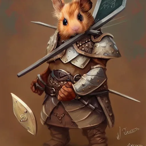 Image similar to cute little anthropomorphic Guinea Pig Crossbow Archer, tiny, small, short, Chainmail outfit, cute and adorable, pretty, beautiful, DnD character art portrait, matte fantasy painting, DeviantArt Artstation, by Jason Felix by Steve Argyle by Tyler Jacobson by Peter Mohrbacher, cinema