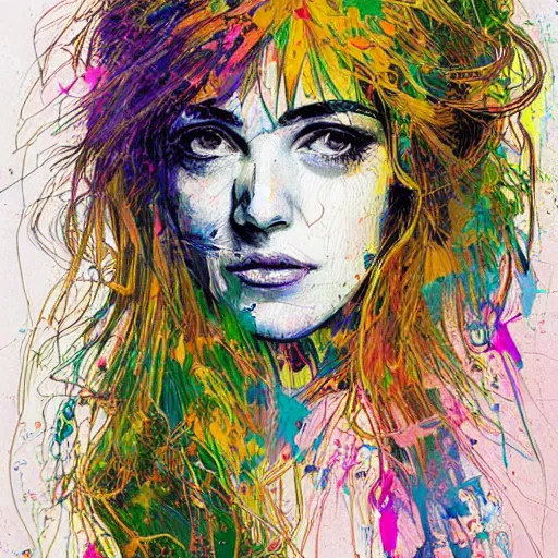 Image similar to a beautiful painting, portrait of ramona flowers by carne griffiths