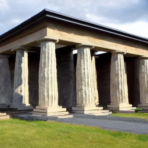 Image similar to a house made of columns of basalt