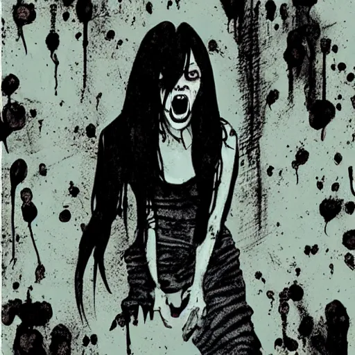 Image similar to grunge drawing of something in the style of the grudge | horror themed