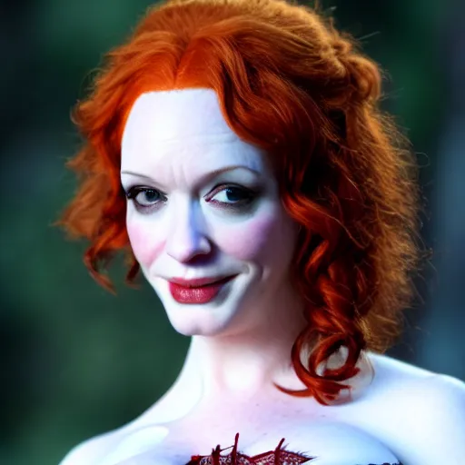 Prompt: photo of a christina hendricks as a vampire warrior, highly detailed, 8k, award winning