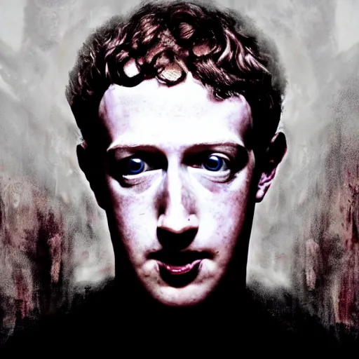 Image similar to mark zuckerberg from a nightmare, evil, demonic, gothic horror portrait, high detail, hyperreal