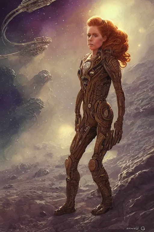 Image similar to alien planet, astronaut Amy Adams as a ruggedly handsome hero, intricate, elegant, highly detailed, centered, digital painting, artstation, concept art, smooth, sharp focus, illustration, art by artgerm and donato giancola and Joseph Christian Leyendecker, WLOP