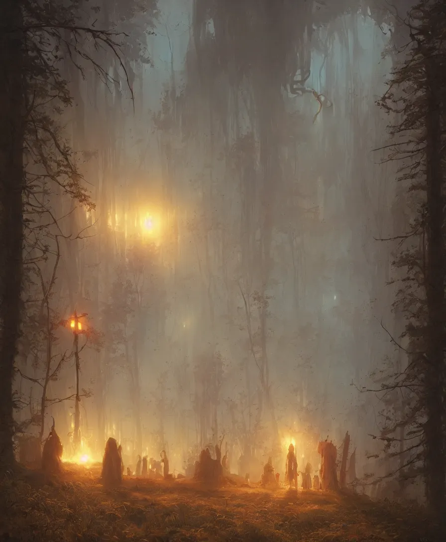 Image similar to afterlife, illustrated by Simon Stålenhag and Gaston Bussiere, 35mm lens, rule of third, beautiful volumetric lighting style atmosphere, intricate, ultra detailed, photorealistic, trending on artstation, 4k, 8k