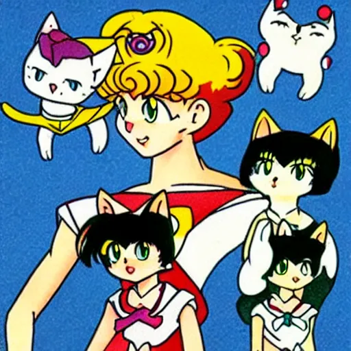 Image similar to three cats from sailor moon