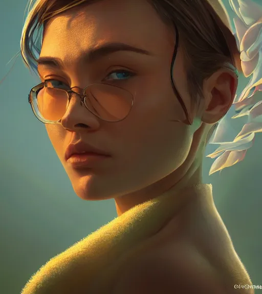 Image similar to highly detailed macro shot of a human portrait of a rose, unreal engine, loish, rhads, makoto shinkai and tom bagshaw, reflective global illumination, god rays, detailed and intricate environment