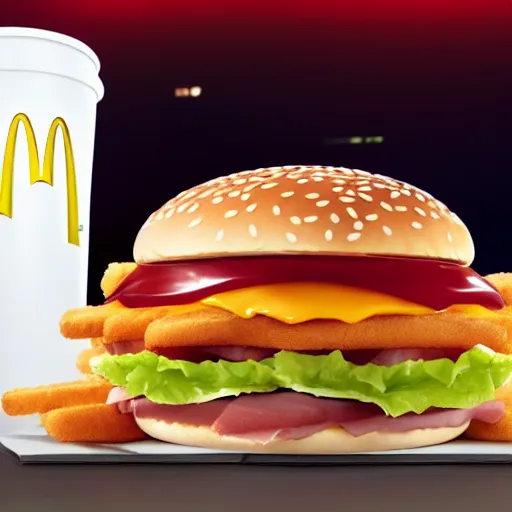 Image similar to Ham Solo at mcdonalds, 4k