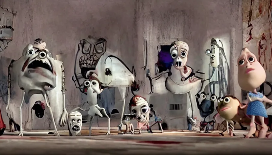 Prompt: a still from 1 3 ghosts directed by pixar animation studio