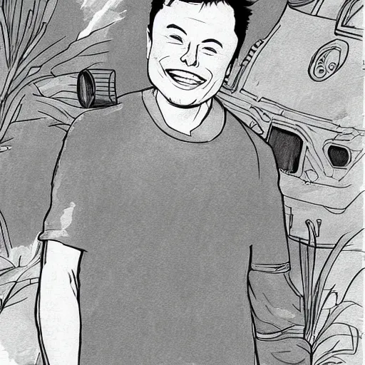 Prompt: elon musk, studio ghibli art style