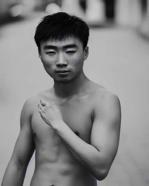 Image similar to gold, blue, photo of an asian male, 8 k, 8 5 mm f 1. 8