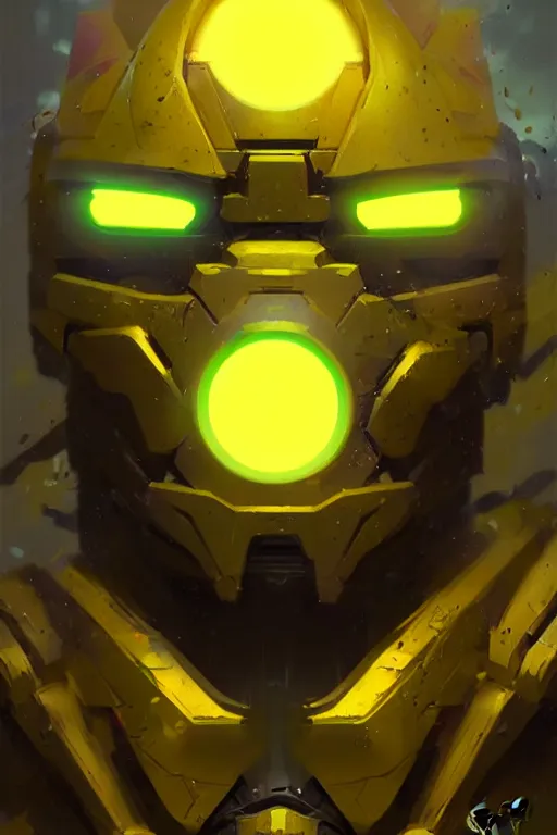 Image similar to portrait Keetongu bionicle cyclops yellow by Greg Rutkowski