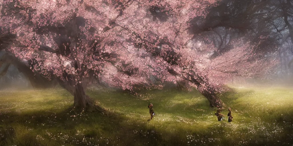 Prompt: tornado of blooming cherry blossoms petals sweeping through farmland, dim volumetric lighting, 8 k octane beautifully detailed render, post - processing, extremely hyper - detailed, intricate, epic composition, cinematic lighting, masterpiece, trending on artstation, detailed detailed detailed, stunning art by anders zorn, wonderful masterpiece by greg rutkowski, beautiful cinematic light