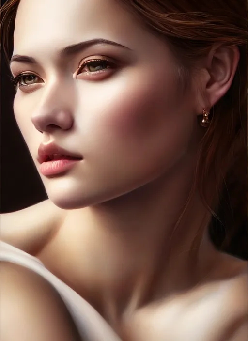 Image similar to photo of a gorgeous young woman in the style of stefan kostic, realistic, sharp focus, 8 k high definition, insanely detailed, intricate, elegant, art by stanley lau and artgerm