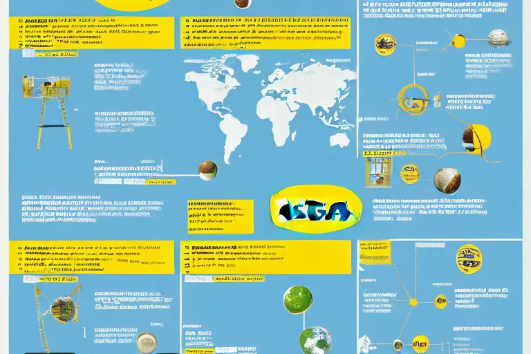 Image similar to a detailed ikea guide on the construction of planet earth