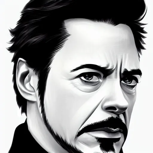 Image similar to concept art of tony stark, vector art, by grzegorz domaradzki, brush hard, highly detailed, artstation, high quality