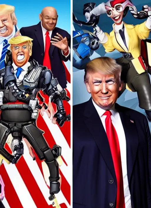 Image similar to donald trump instagram overwatch character photo shoot