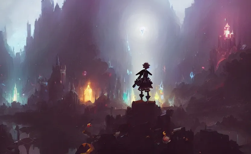 Image similar to A painting of the Kingdom Hearts trending on artstation in the style of Greg Rutkowski