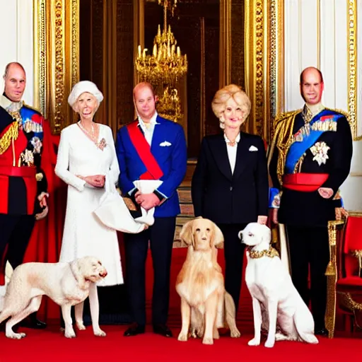 Image similar to royal family with dog faces