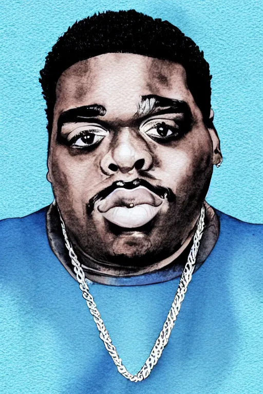 Image similar to minimalist watercolor biggie smalls faces pattern on white background, illustration, vector art