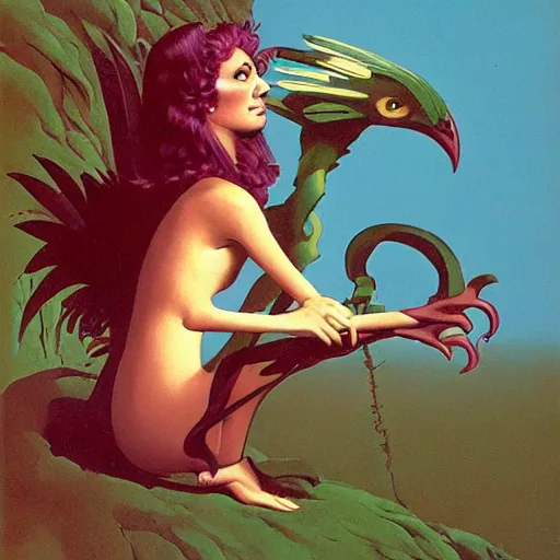 Image similar to Cute Harpy Girl by Roger Dean