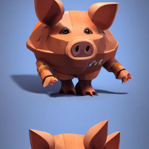 Image similar to Isometric 3D Fantasy Cute and adorable pig space Mecha, Smooth 3D Illustration, soft render, Servando Lupini, Daniil Kudriavtsev, handpaint texture, Blender, 3DCoat H 648