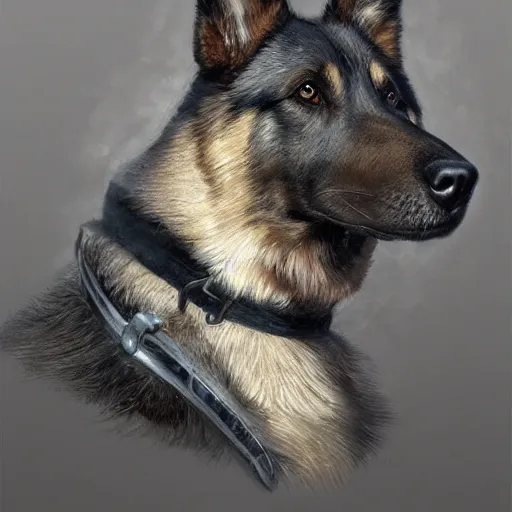 Image similar to east - european shepard dog, portrait, highly detailed, full body, digital painting, trending on artstation, concept art, sharp focus, illustration, art by artgerm and greg rutkowski and magali villeneuve