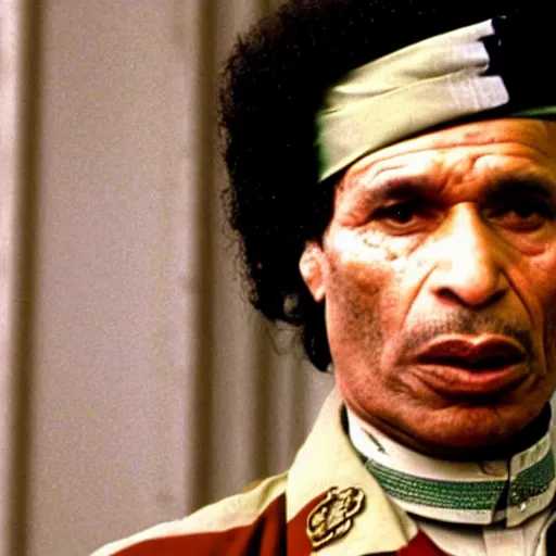 Prompt: A still of Muammar Gaddafi in The Shining