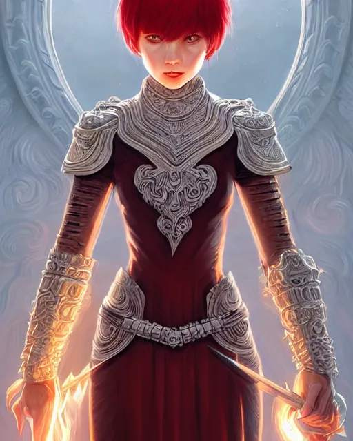 Prompt: mage with with wand casting ultimate attack, ivory carved mantle, red hair straight bangs wearing ivory carved bone armor, bone plants, intricate, elegant, highly detailed, digital painting, full body concept art, smooth, ultra wide angle horizon, illustration, art by artgerm, greg rutkowski, ilya kuvshinov