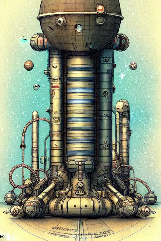 Image similar to design only, retro future nuclear reactor core control rods designs borders lines decorations space machine. muted colors, by jean - baptiste monge