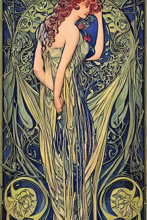 Prompt: Art Nouveau is an international style of art, architecture, and applied art, especially the decorative arts, known in different languages by different names: Jugendstil in German, Stile Liberty in Italian, Modernisme català in Catalan, etc. In English it is also known as the Modern Style.