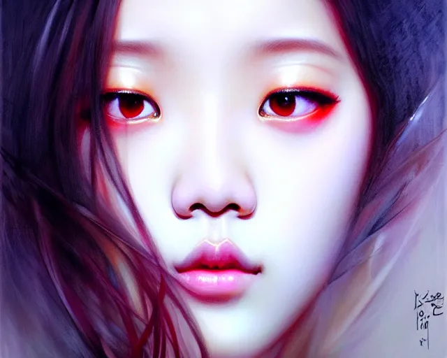 Prompt: jisoo from blackpink, portrait, highly detailed, deep focus, elegant, digital painting, smooth, sharp focus, illustration, ultra realistic, 8 k, art by karol bak and agnes cecile