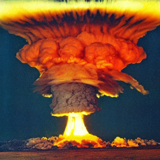 Image similar to nuclear explosion, blast, blowup, burst, bursting, detonation, eruption, outburst