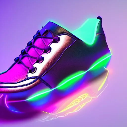 Prompt: a futuristic shoe with neon lights with alien like design 4 k