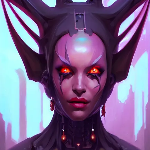 Image similar to a portrait of a beautiful demonic cybernetic princess of hell, cyberpunk concept art by pete mohrbacher and wlop and artgerm and josan gonzales, digital art, highly detailed, intricate, sci-fi, sharp focus, Trending on Artstation HQ, deviantart, unreal engine 5, 4K UHD image