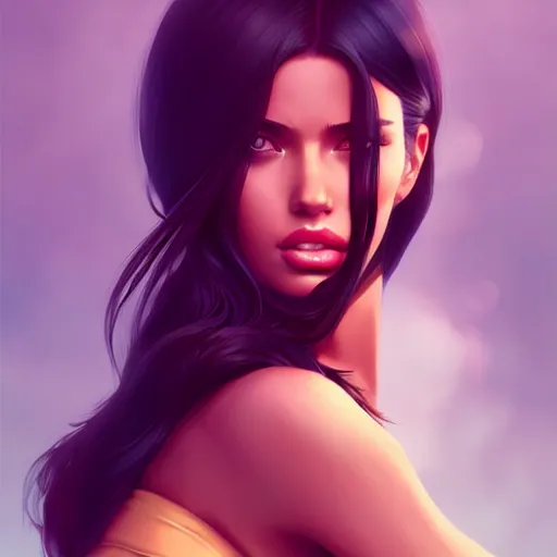 Image similar to portrait of a beautiful adriana lima, art by lois van baarle and ross tran and sam yang and ilya kuvshinov and guweiz, digital art, high detail, sharp focus, unreal engine 5, trending on artstation, deviantart, pinterest, victorias secret, 4 k uhd image