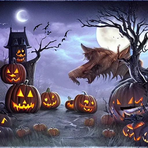 Image similar to Epic Halloween Fantasy Art by John Stephans