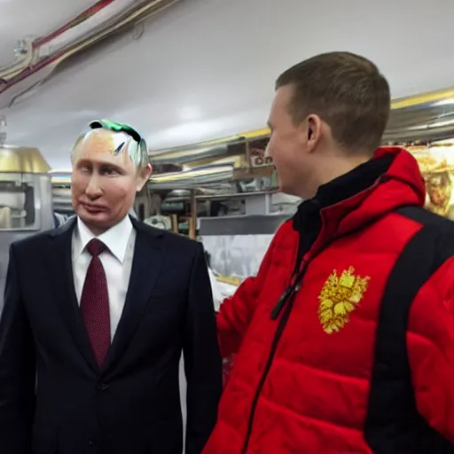 Prompt: Vladamir Putin eating some poutine