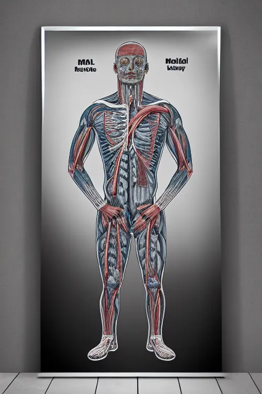 Highly Detailed Labeled Medical Anatomy Poster Of Man | Stable ...