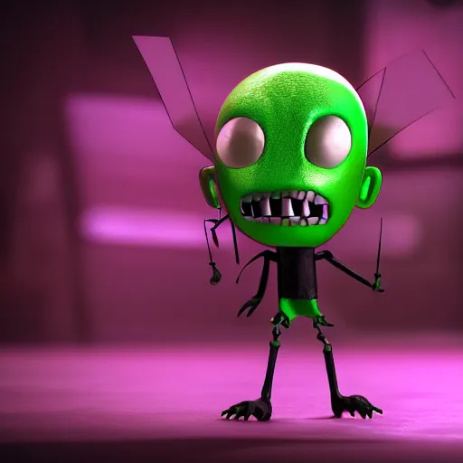 Image similar to photorealistic invader zim, award winning octane render