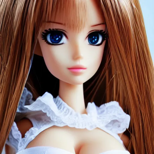 Prompt: anime barbie in white stockings, white bra,