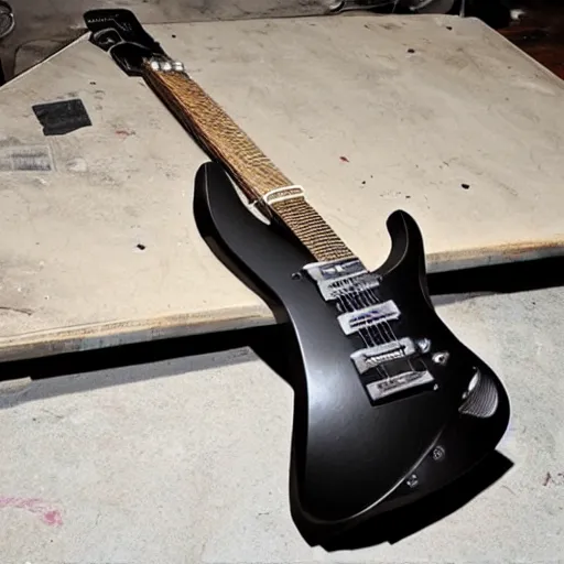 Image similar to an electric guitar made entirely out of metal