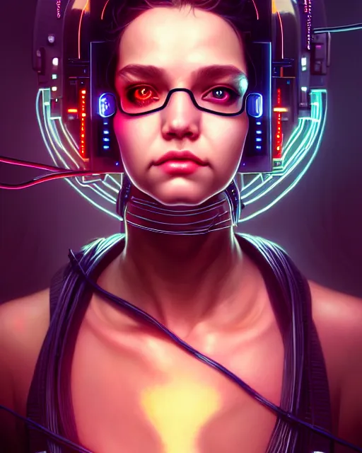 portrait, cute, cyberpunk, wires, horror, happy, | Stable Diffusion ...