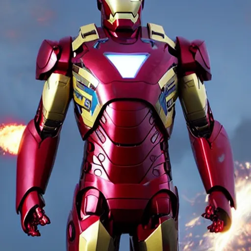 Image similar to iron man suit with heavy battle damage, 4k realistic photo